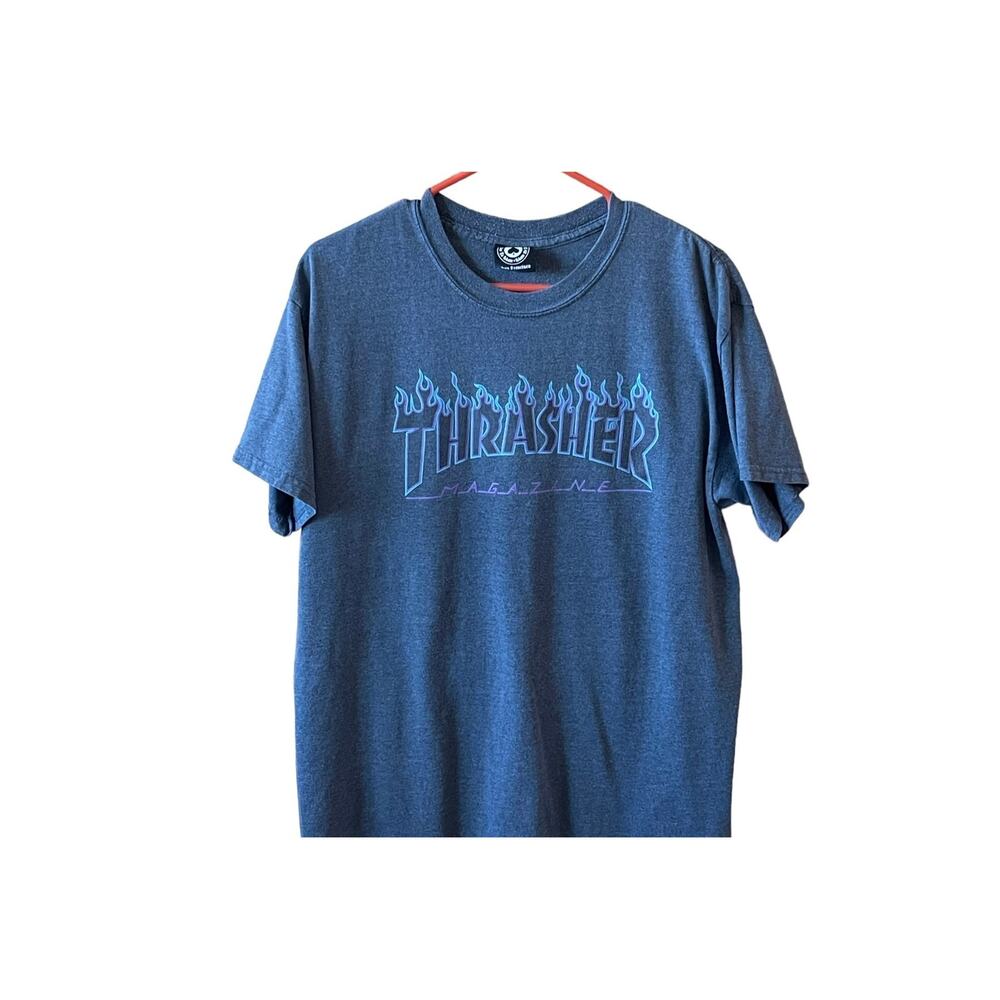 Thrasher Skateboard Magazine Sz Large Adult Blue Flame Live To Skate T-Shirt